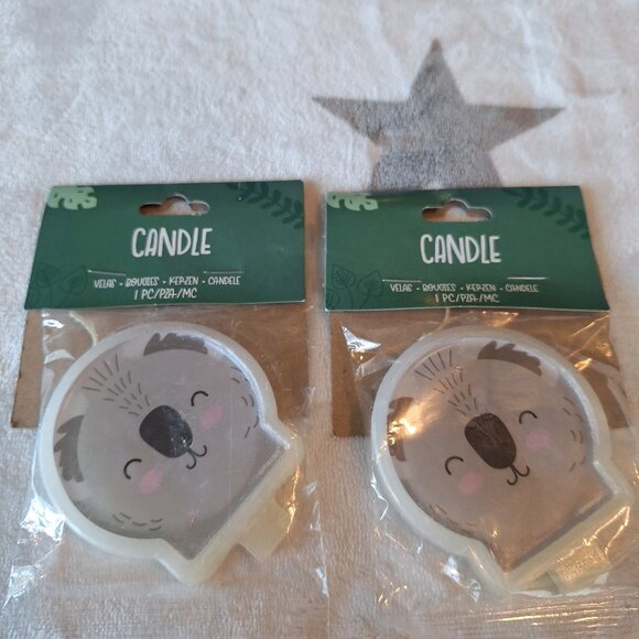 Set‎ of 2 Koala Bear Cake Candles Animal Cute Kids Birthday Party Molded - Picture 1 of 7
